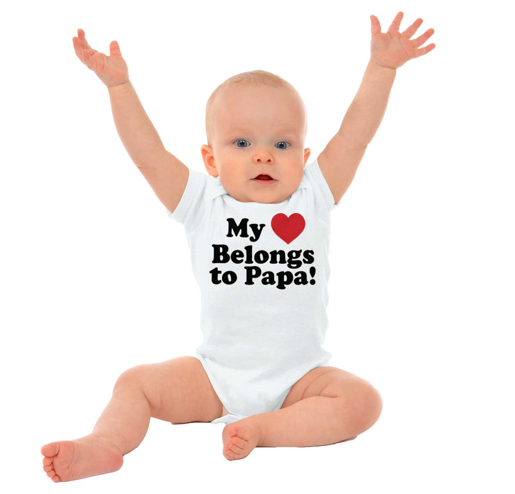 My Heart Belongs To Papa Romper Bodysuit-Direct To Garment Print-Brisco Baby