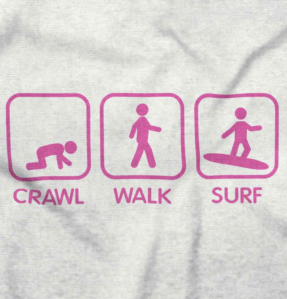 Crawl Walk Surf Toddler Ruffle Bottom Tee-Direct To Garment Print-Brisco Baby