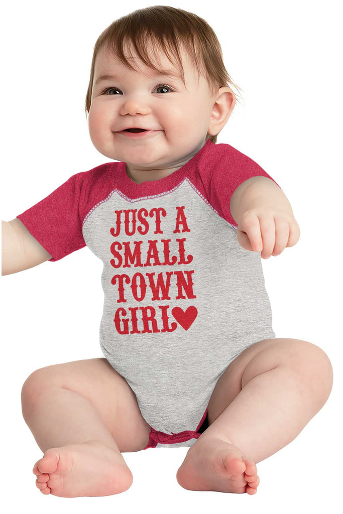 Small Town Girl Raglan Romper Bodysuit-Direct To Garment Print-Brisco Baby