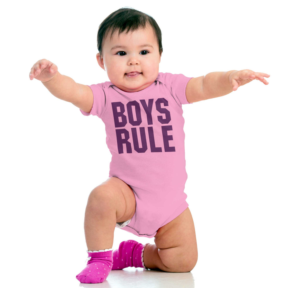Boys Rule Romper Bodysuit-Direct To Garment Print-Brisco Baby