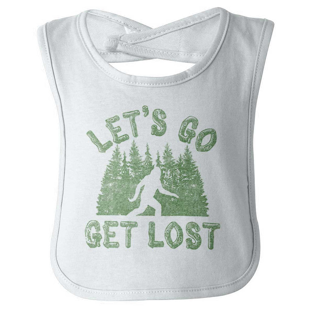 Get Lost Bigfoot Infant Baby Bib-Direct To Garment Print-Brisco Baby