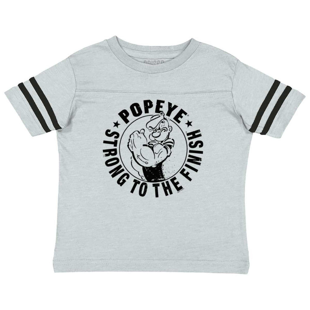 Popeye To The Finish Toddler Football Jersey Tee-Direct To Garment Print-Brisco Baby