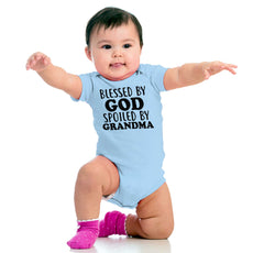 Blessed By God Spoiled By Grandma Romper Bodysuit-Direct To Garment Print-Brisco Baby