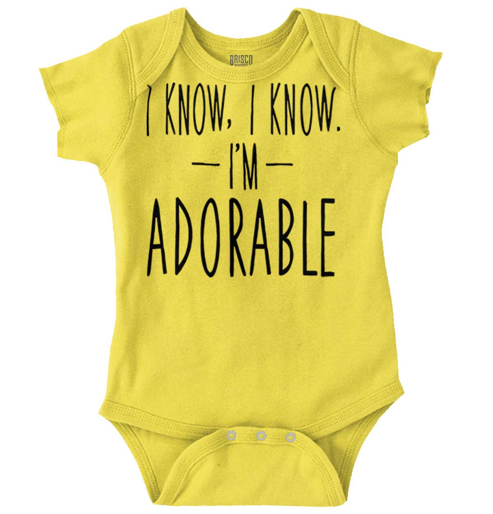 I Know I'm Adorable Romper Bodysuit-Direct To Garment Print-Brisco Baby