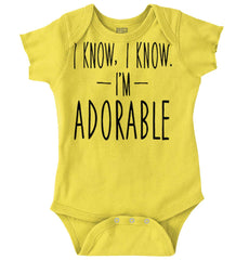 I Know I'm Adorable Romper Bodysuit-Direct To Garment Print-Brisco Baby