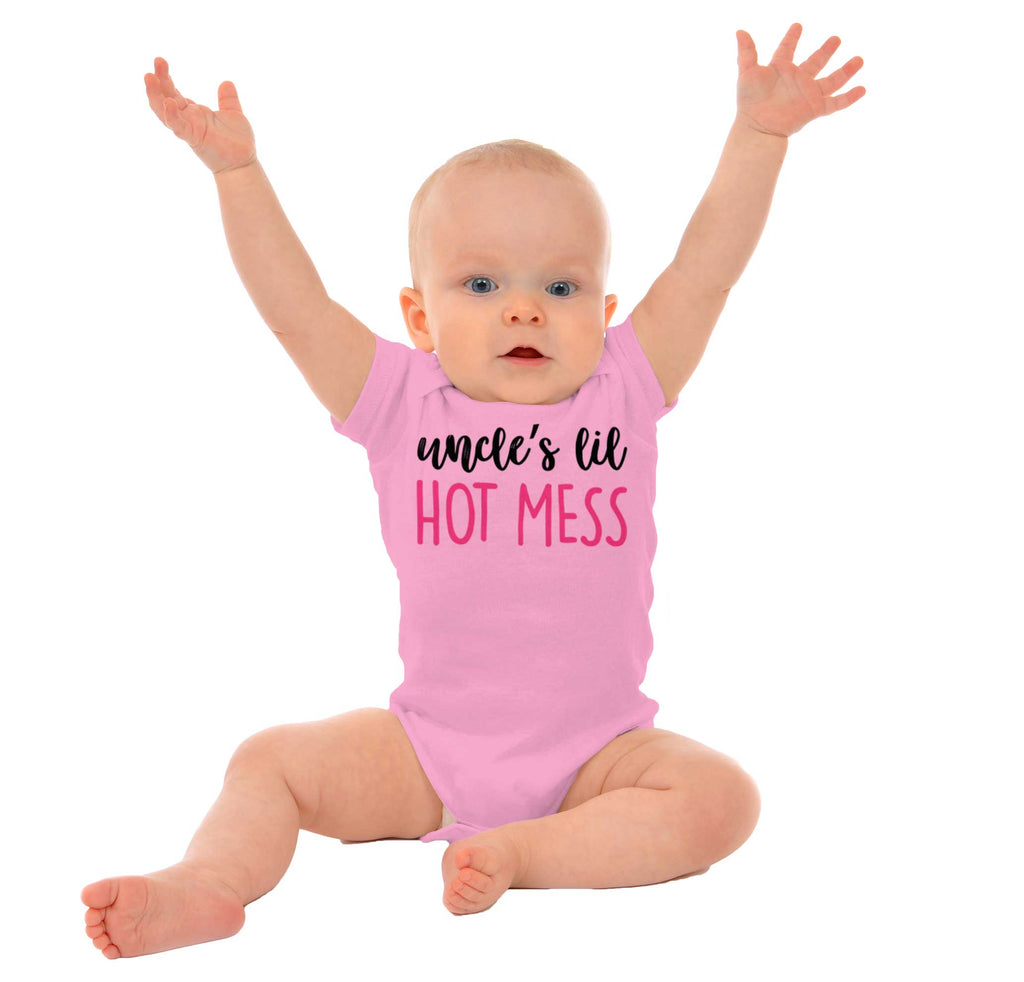 Uncle's Lil Hot Mess Romper Bodysuit-Direct To Garment Print-Brisco Baby