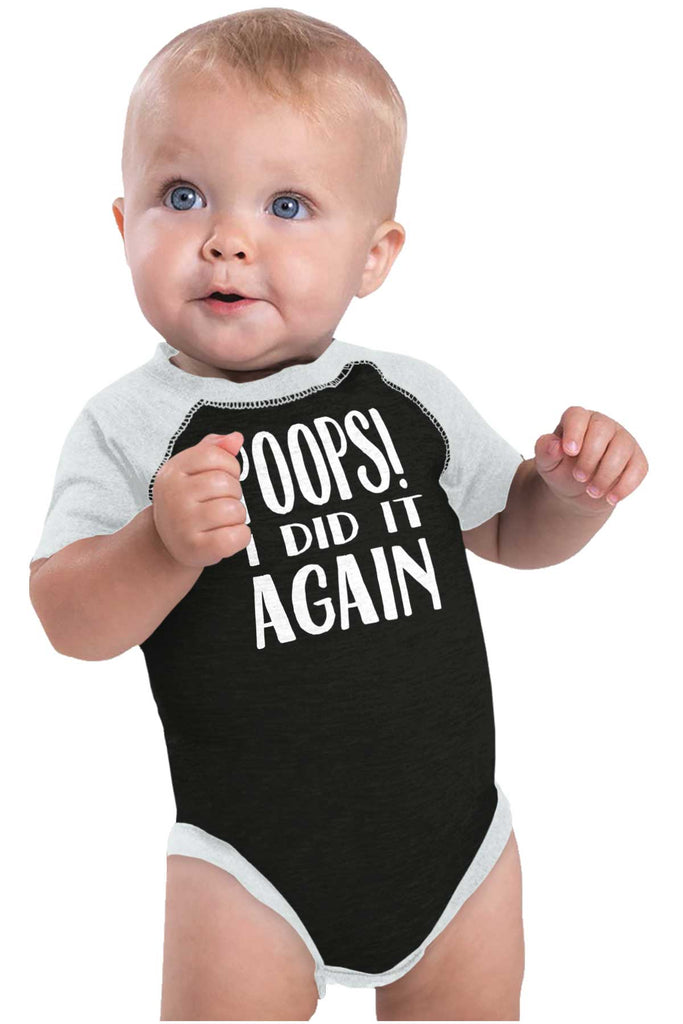 Poops I Did It Again Raglan Romper Bodysuit-Direct To Garment Print-Brisco Baby