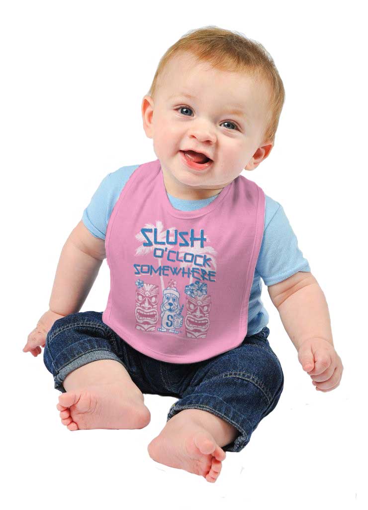 Slush O Clock Somewhere Infant Baby Bib-Direct To Garment Print-Brisco Baby