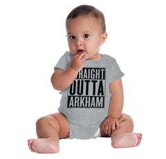 Straight Outta Arkham Romper Bodysuit-Direct To Garment Print-Brisco Baby