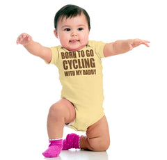 Cycling With Daddy Romper Bodysuit-Direct To Garment Print-Brisco Baby