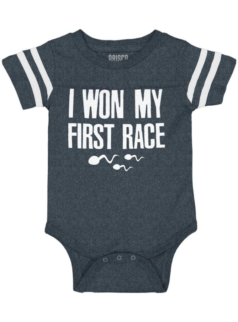 Won The Race Football Romper Bodysuit-Direct To Garment Print-Brisco Baby
