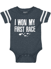 Won The Race Football Romper Bodysuit-Direct To Garment Print-Brisco Baby