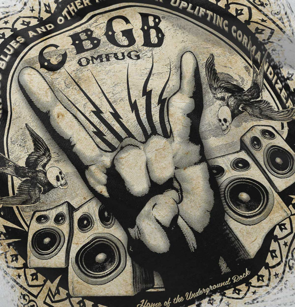 CBGB Horns Infant Baby Bib-Direct To Garment Print-Brisco Baby