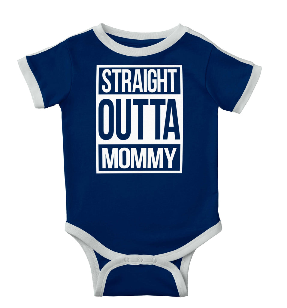 Straight Outta Mommy Ringer Romper Bodysuit-Direct To Garment Print-Brisco Baby