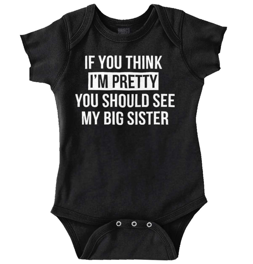 Pretty Big Sister Romper Bodysuit-Direct To Garment Print-Brisco Baby