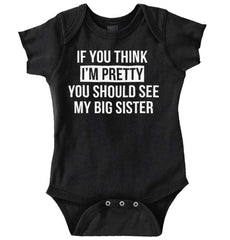 Pretty Big Sister Romper Bodysuit-Direct To Garment Print-Brisco Baby