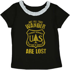No All Who Wander Toddler Ruffled Trim T-Shirt-Direct To Garment Print-Brisco Baby