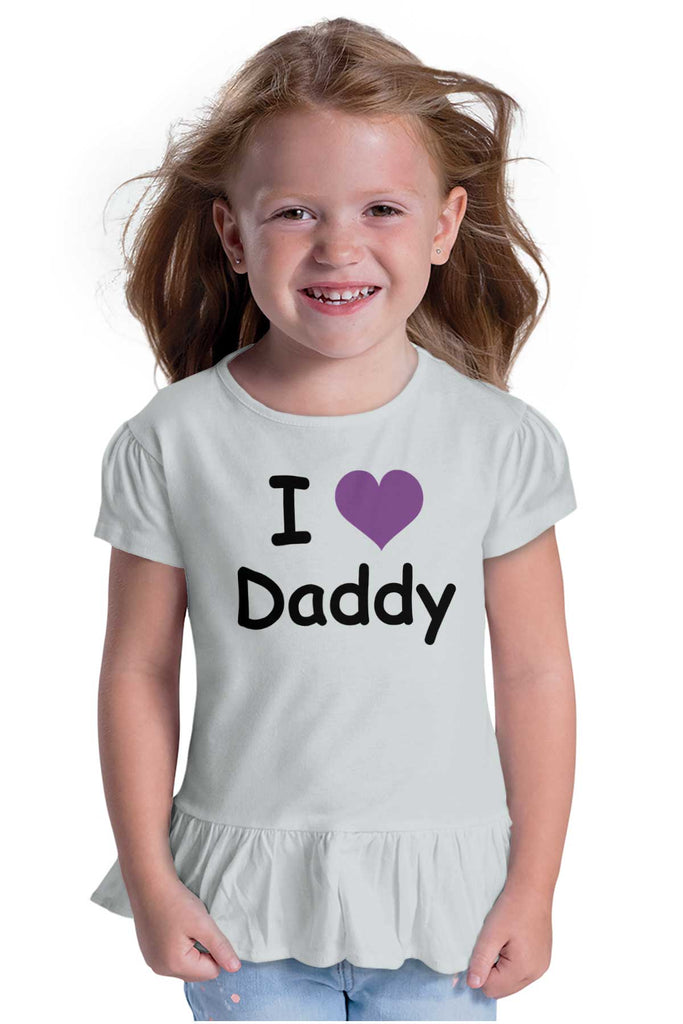 I Heart Daddy Toddler Ruffle Bottom Tee-Direct To Garment Print-Brisco Baby