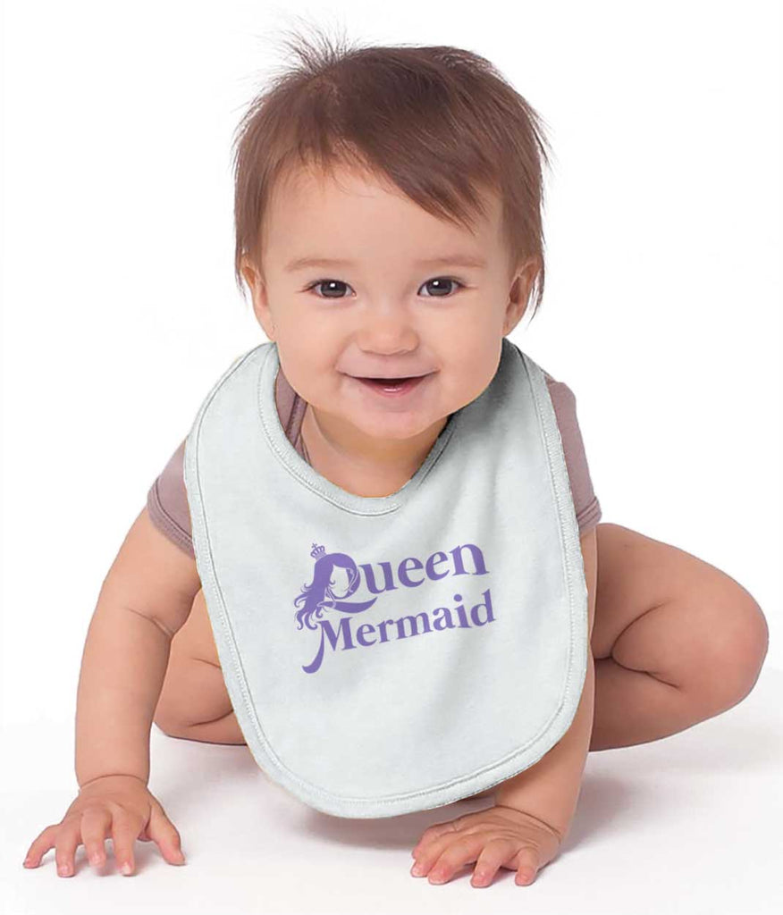 Queen Mermaid Infant Baby Bib-Direct To Garment Print-Brisco Baby