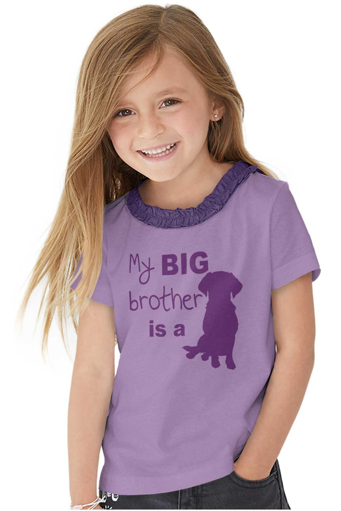 Brother is a Dog Toddler Ruffled Trim T-Shirt-Direct To Garment Print-Brisco Baby
