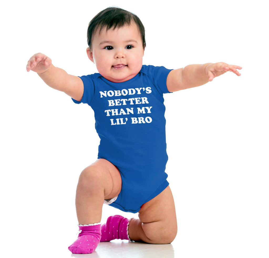 Nobody's Better Than My Lil' Bro Romper Bodysuit-Direct To Garment Print-Brisco Baby