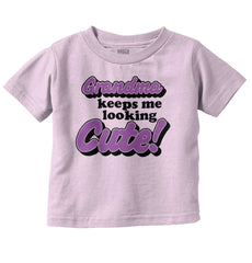 Grandma Keeps Me Cute Infant Toddler T Shirt-Direct To Garment Print-Brisco Baby