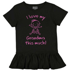 Love My Grandma Toddler Ruffle Bottom Tee-Direct To Garment Print-Brisco Baby