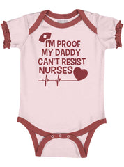 Can't Resist Nurses Baby Ruffled Trim Romper-Direct To Garment Print-Brisco Baby