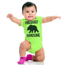 Unbearably Handsome Romper Bodysuit-Direct To Garment Print-Brisco Baby