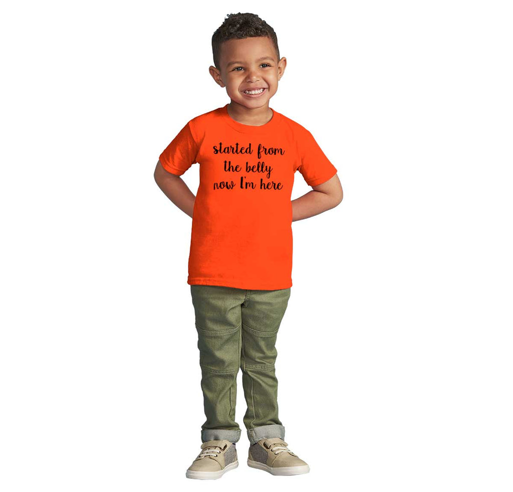 Started From The Belly Infant Toddler T Shirt-Direct To Garment Print-Brisco Baby