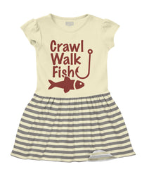 Crawl Walk Fish Baby Striped Skirt Dress-Direct To Garment Print-Brisco Baby