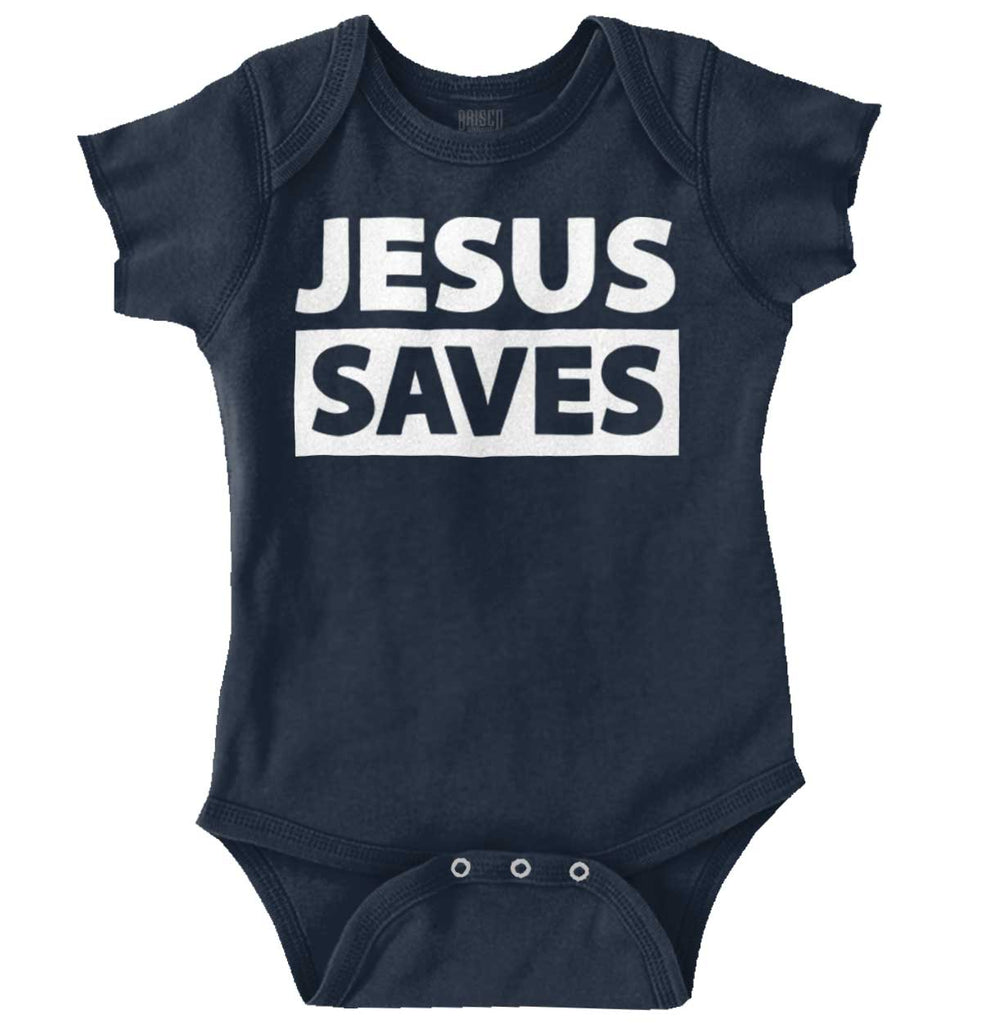 Jesus Saves Romper Bodysuit-Direct To Garment Print-Brisco Baby