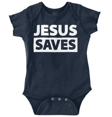 Jesus Saves Romper Bodysuit-Direct To Garment Print-Brisco Baby