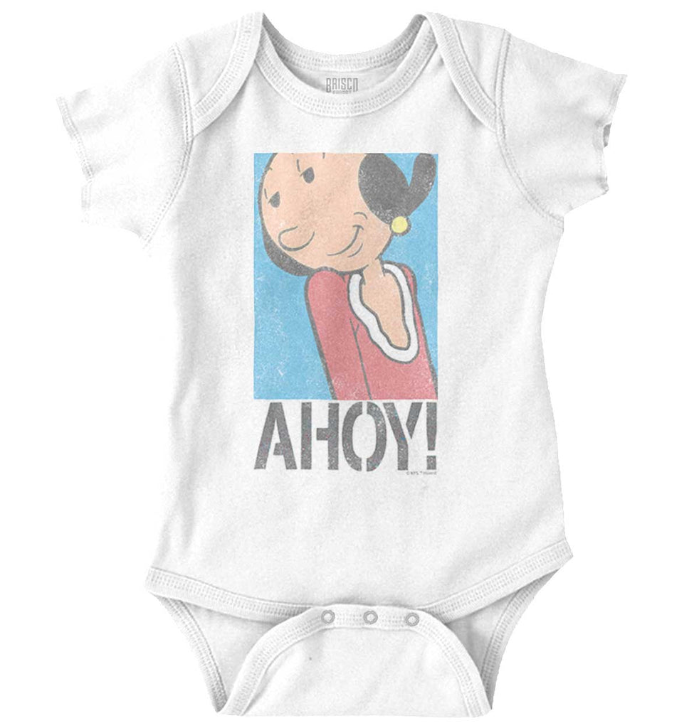 Ahoy Olive Oyl Romper Bodysuit-Direct To Garment Print-Brisco Baby