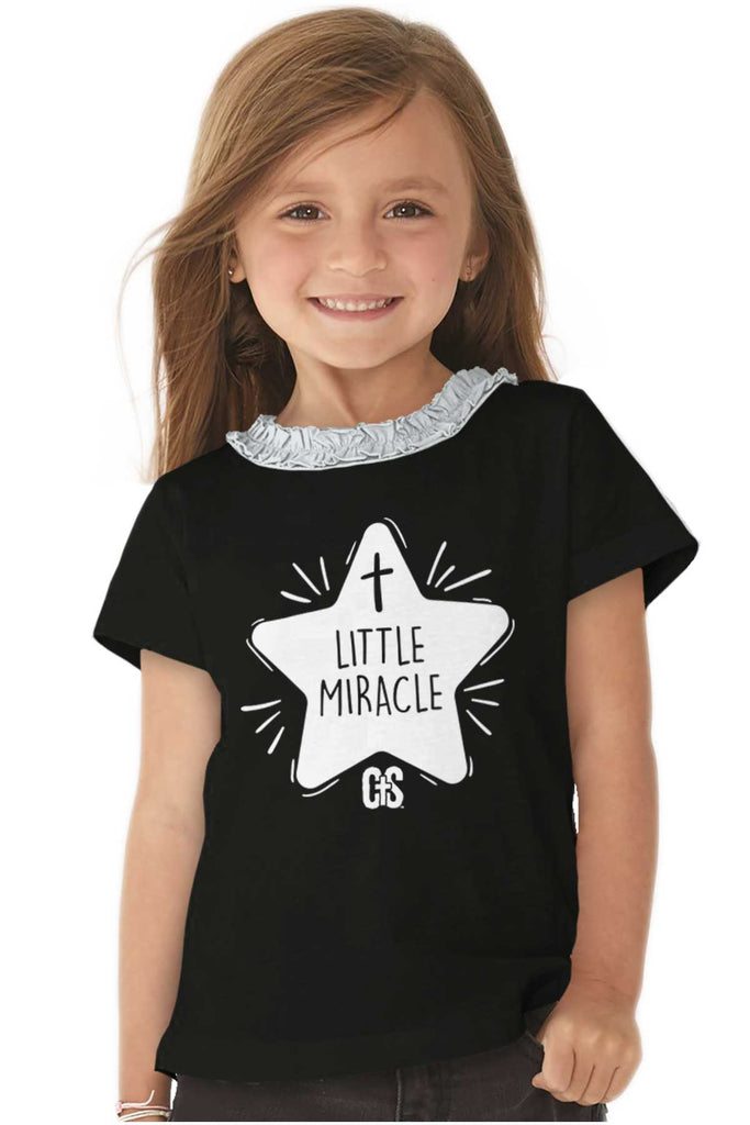 Little Miracle Toddler Ruffled Trim T-Shirt-Direct To Garment Print-Brisco Baby
