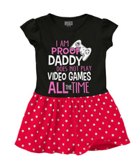 Daddy Plays Video Games Baby Polka Dot Skirt Dress-Direct To Garment Print-Brisco Baby