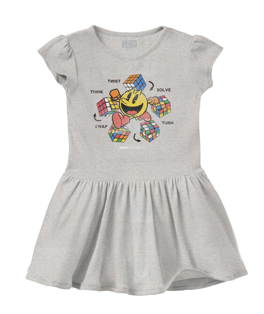 Rubiks Pac-Man Solid Baby Infant Dress-Direct To Garment Print-Brisco Baby