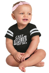 Cast Spells Not Dice Dungeons Football Romper Bodysuit-Direct To Garment Print-Brisco Baby