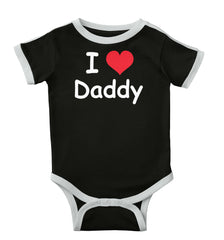 I Heart Daddy Ringer Romper Bodysuit-Direct To Garment Print-Brisco Baby