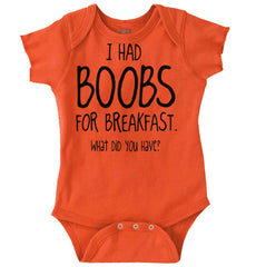 Boobs for Breakfast Romper Bodysuit-Direct To Garment Print-Brisco Baby