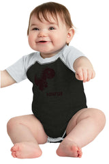 Babysaurus Rex Raglan Romper Bodysuit-Direct To Garment Print-Brisco Baby