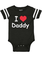 I Heart Daddy Football Romper Bodysuit-Direct To Garment Print-Brisco Baby