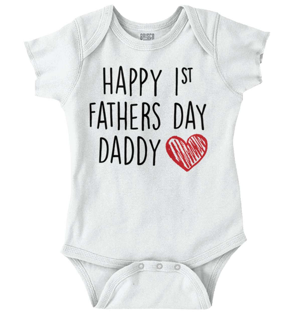 Happy 1st Father's Day Romper Bodysuit-Direct To Garment Print-Brisco Baby