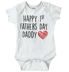 Happy 1st Father's Day Romper Bodysuit-Direct To Garment Print-Brisco Baby