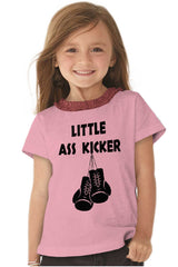 Little Ass Kicker Toddler Ruffled Trim T-Shirt-Direct To Garment Print-Brisco Baby