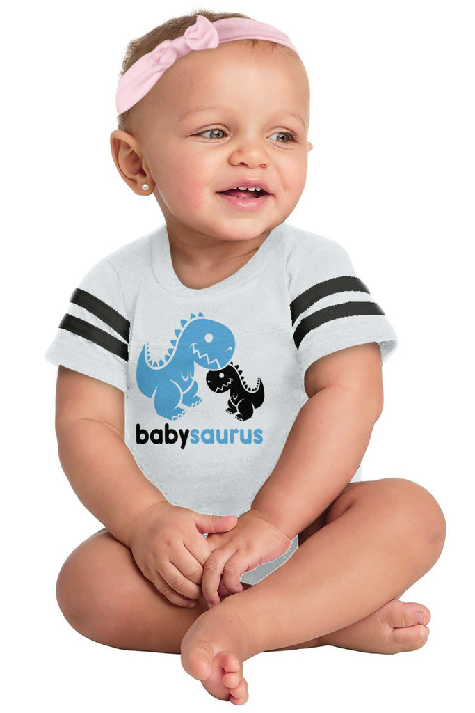 Babysaurus Rex Football Romper Bodysuit-Direct To Garment Print-Brisco Baby