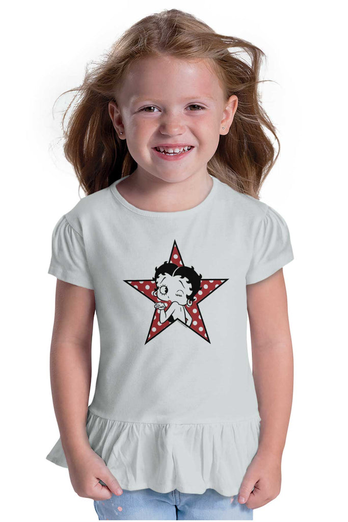 Betty Star Toddler Ruffle Bottom Tee-Direct To Garment Print-Brisco Baby