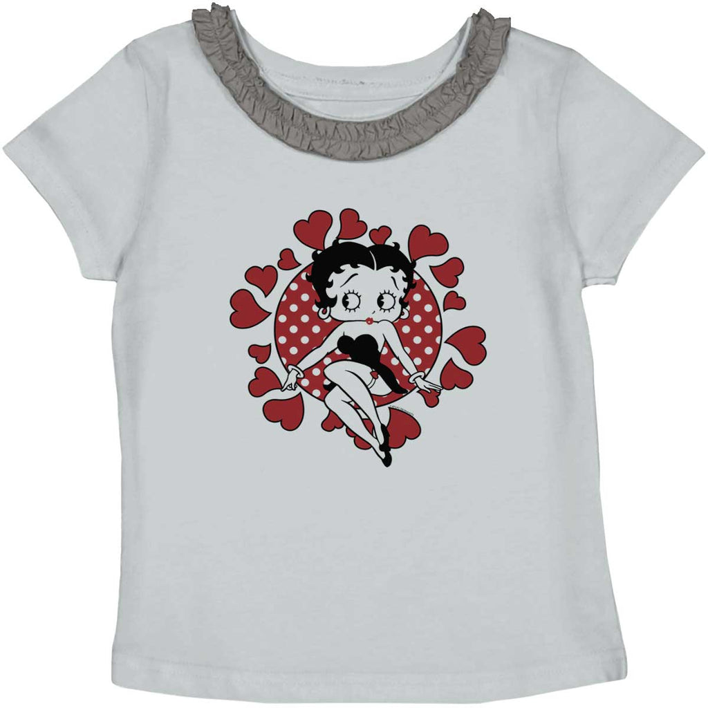 Vintage Betty Toddler Ruffled Trim T-Shirt-Direct To Garment Print-Brisco Baby