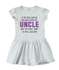 Mess With My Uncle Solid Baby Infant Dress-Direct To Garment Print-Brisco Baby