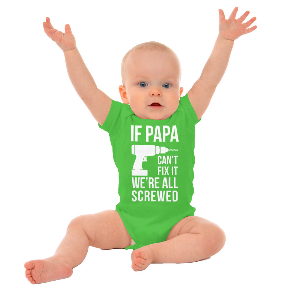 Papa Can't Fix We're Screwed Romper Bodysuit-Direct To Garment Print-Brisco Baby